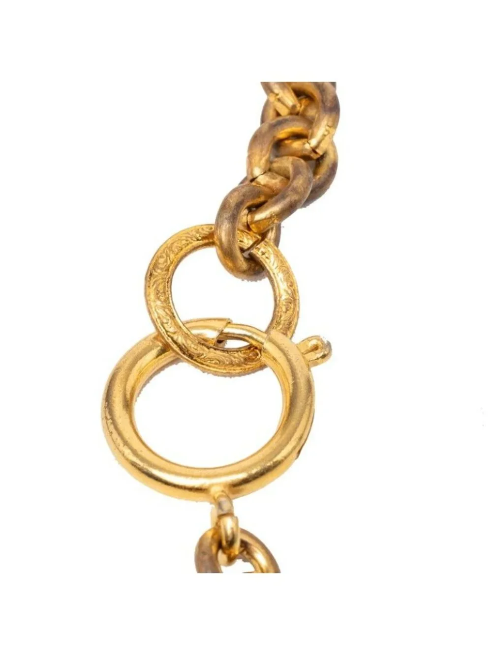 Chanel CC Logo Long Chain Pendant Gold Plated Resin